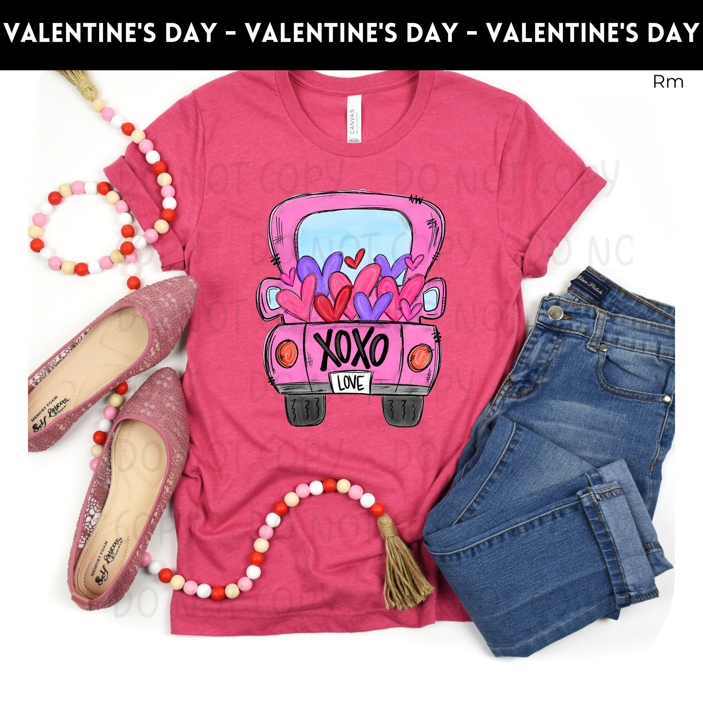 XOXO Pink Truck Valentine's Day Unisex Adult Shirt - Valentine 34