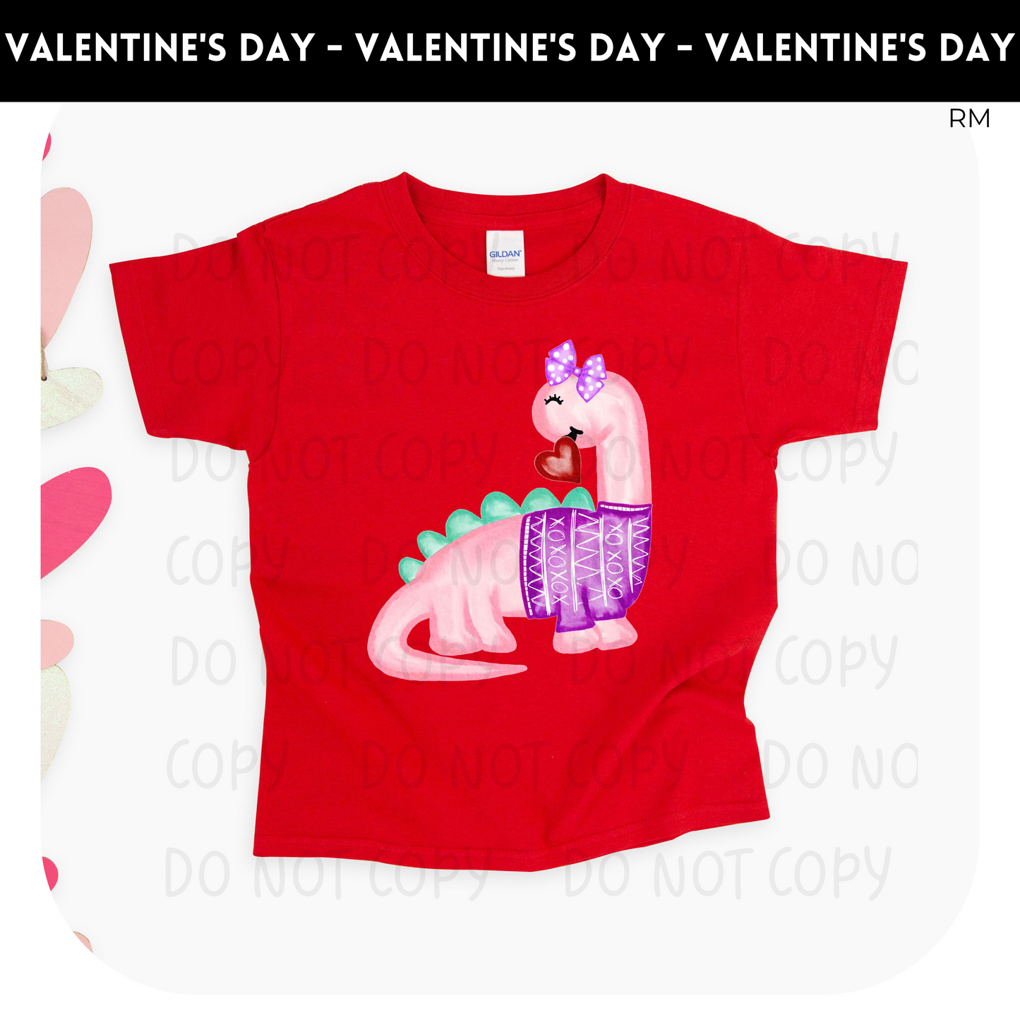 Valentine Dinosaur Kids Shirt- Valentine 429 Kids