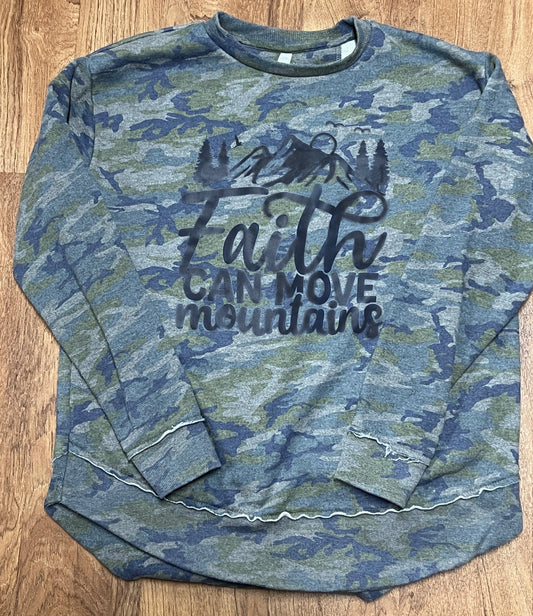 Faith Can Move Mountains Camo Sweatshirt- Inspirational 687
