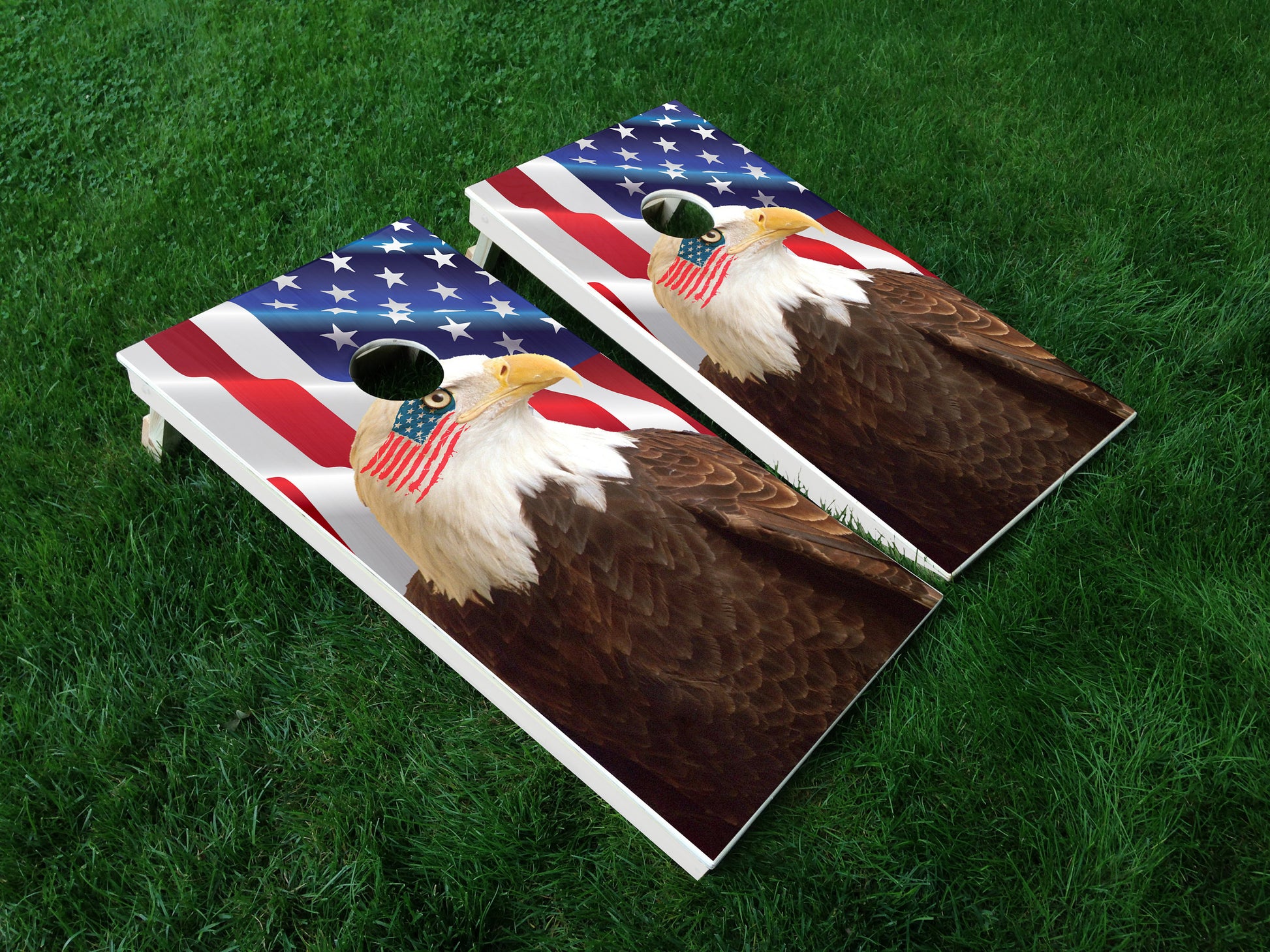 America 14 American Flag Eagle Military Cornhole Wrap Decal Sticker SET OF 2 PRINTS