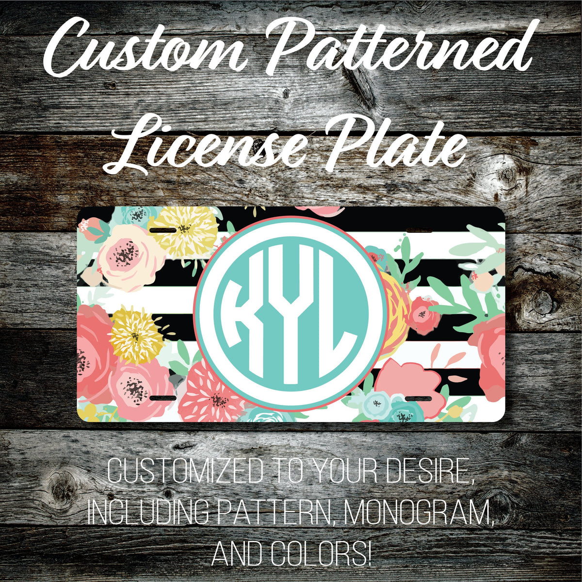Car Pattern Tags Personalized Monogrammed Custom License Plate (Pattern #256), Car Tag ...