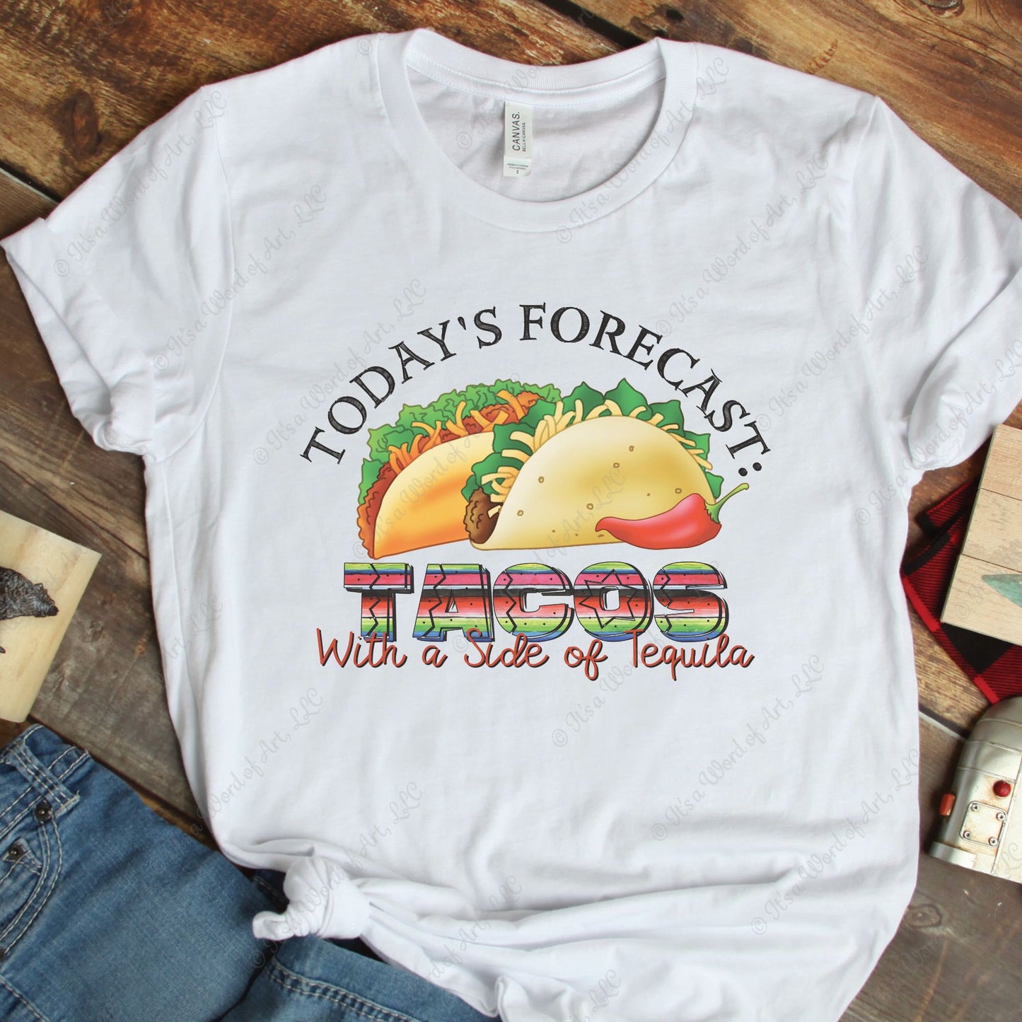 Tacos with a side of Tequila - Cute Taco Tequila Shirt - Sublimation Transfer Set/Ready To Press Sublimation Transfer/Sublimation Transfer