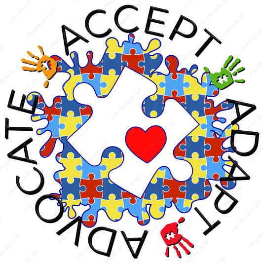 Accept Advocate Adapt - Autism Awareness Autism shirt - Sublimation Transfer Set/Ready To Press Sublimation Transfer/Sublimation Transfer
