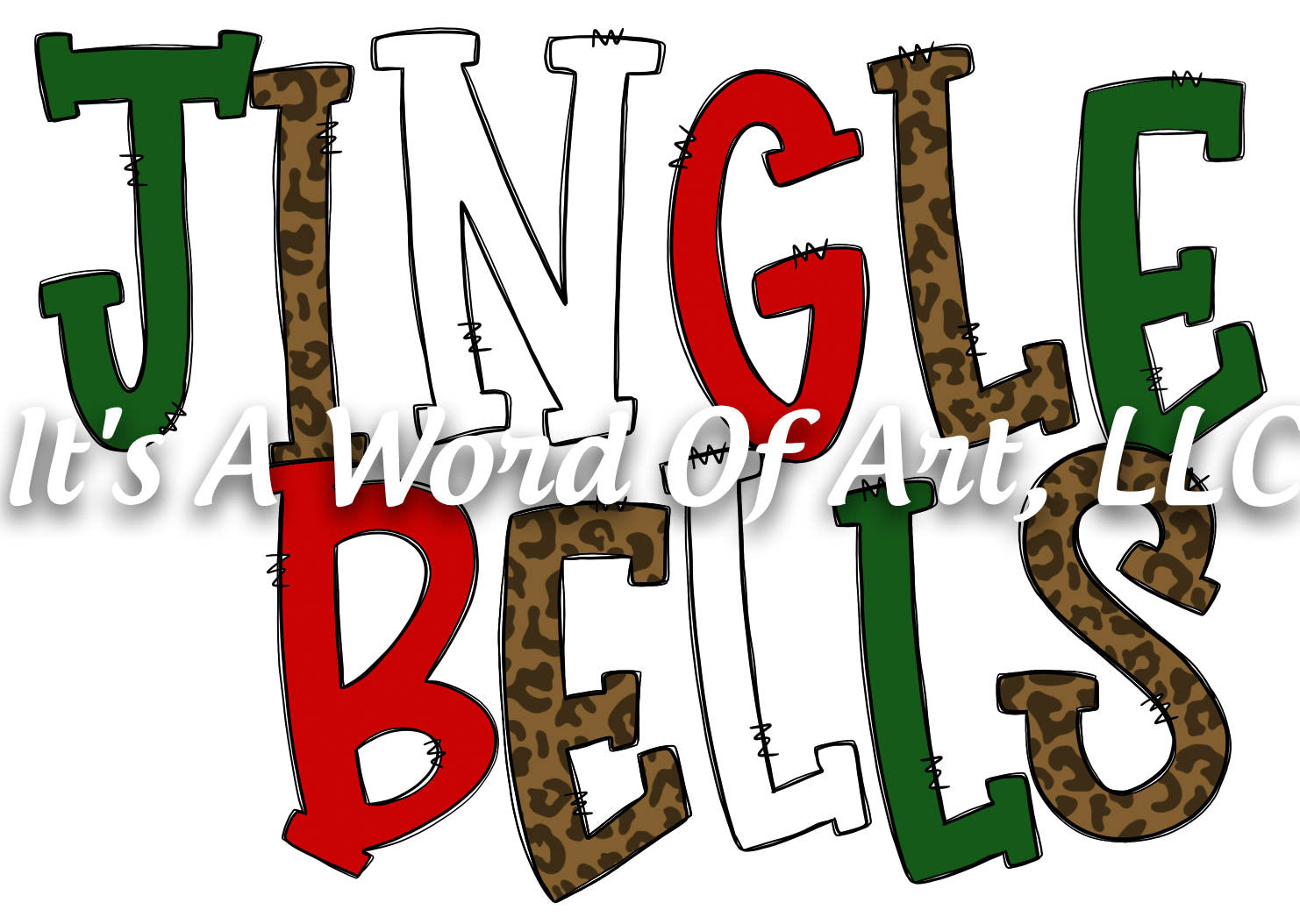 Christmas 222 - Jingle Bells Leopard Print - Sublimation Transfer Set/Ready To Press Sublimation Transfer/Sublimation Transfer