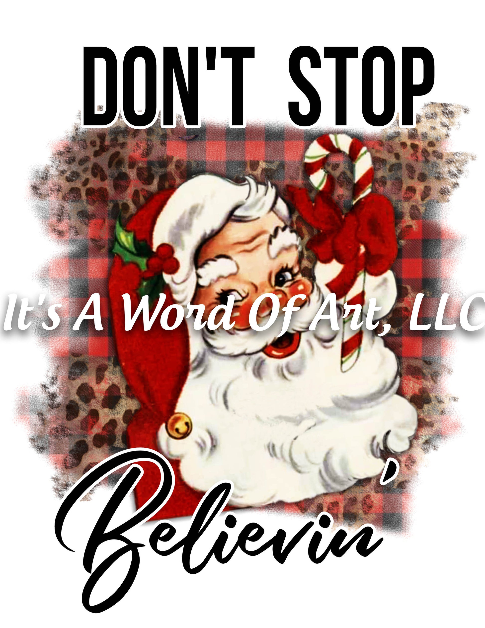 Christmas 192 - Don't Stop Believin' Santa Plaid - Sublimation Transfer Set/Ready To Press Sublimation Transfer/Sublimation Transfer