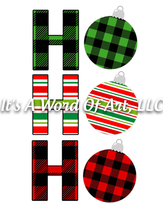 Christmas 186 - Ho Ho Ho Buffalo Plaid Shiny Sparkles - Sublimation Transfer Set/Ready To Press Sublimation Transfer/Sublimation Transfer