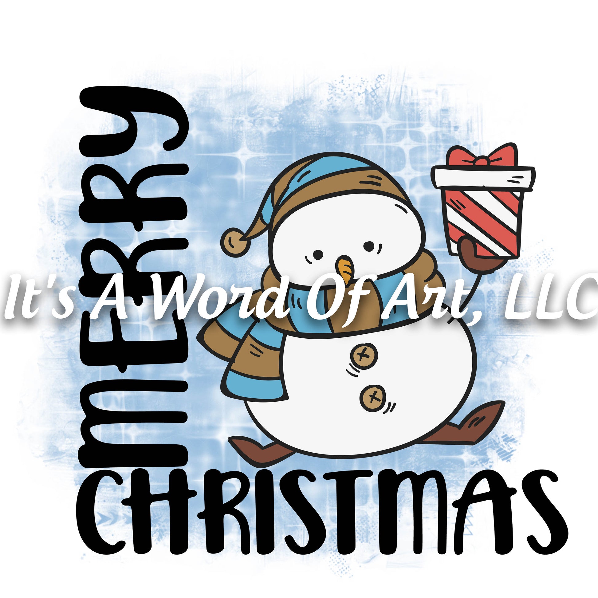Christmas 139 - Merry Christmas Snowman Present - Sublimation Transfer Set/Ready To Press Sublimation Transfer/Sublimation Transfer