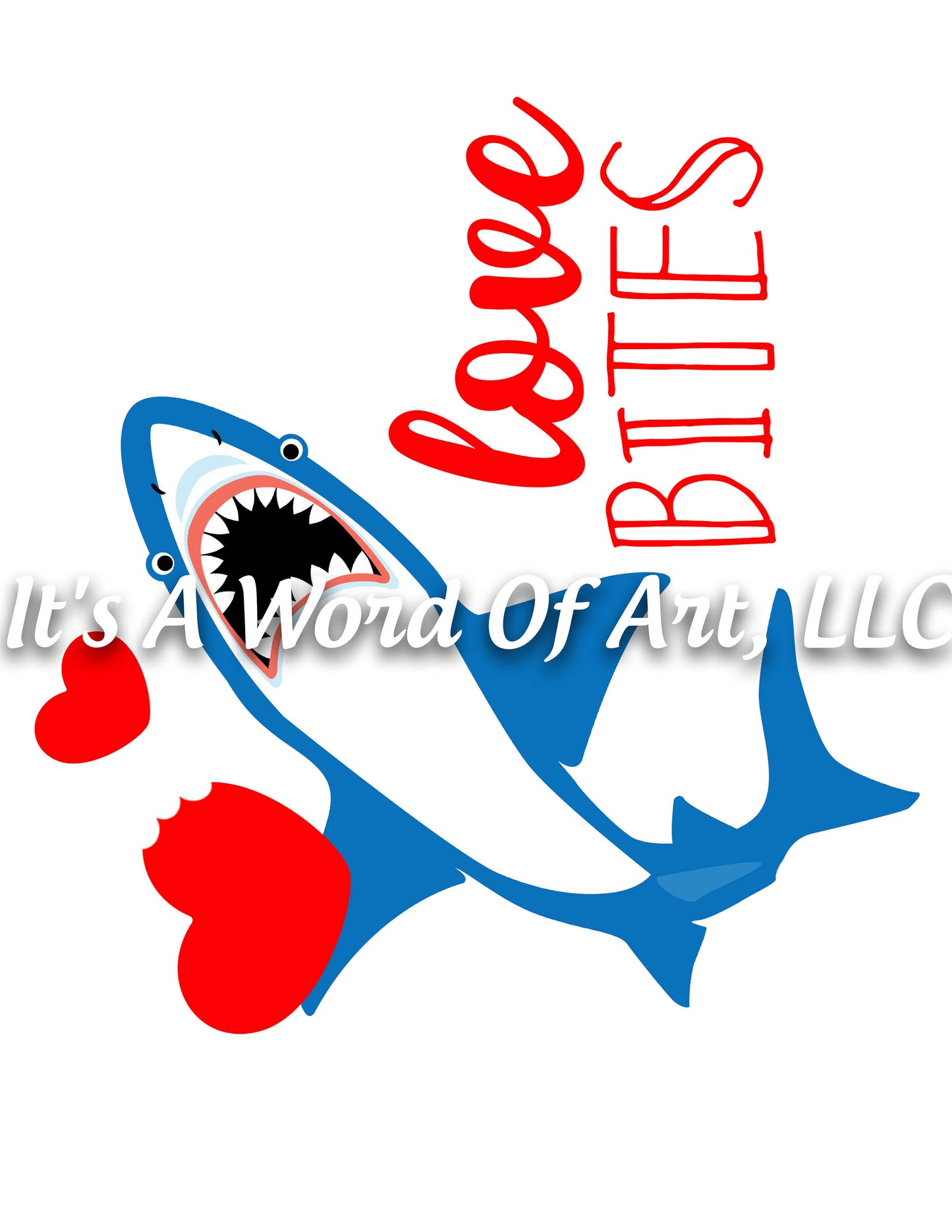 Valentines Day 95 - Love Bites Shark Cute Shirt - Sublimation Transfer Set/Ready To Press Sublimation Transfer/Sublimation Transfer