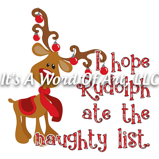 Christmas 181 - I hope Rudolph ate the Naughty List - Sublimation Transfer Set/Ready To Press Sublimation Transfer/Sublimation Transfer