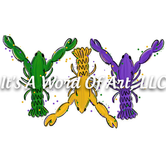 Mardi Gras 23 - Mardi Gras Louisiana Lobsters - Sublimation Transfer Set/Ready To Press Sublimation Transfer/Sublimation Transfer