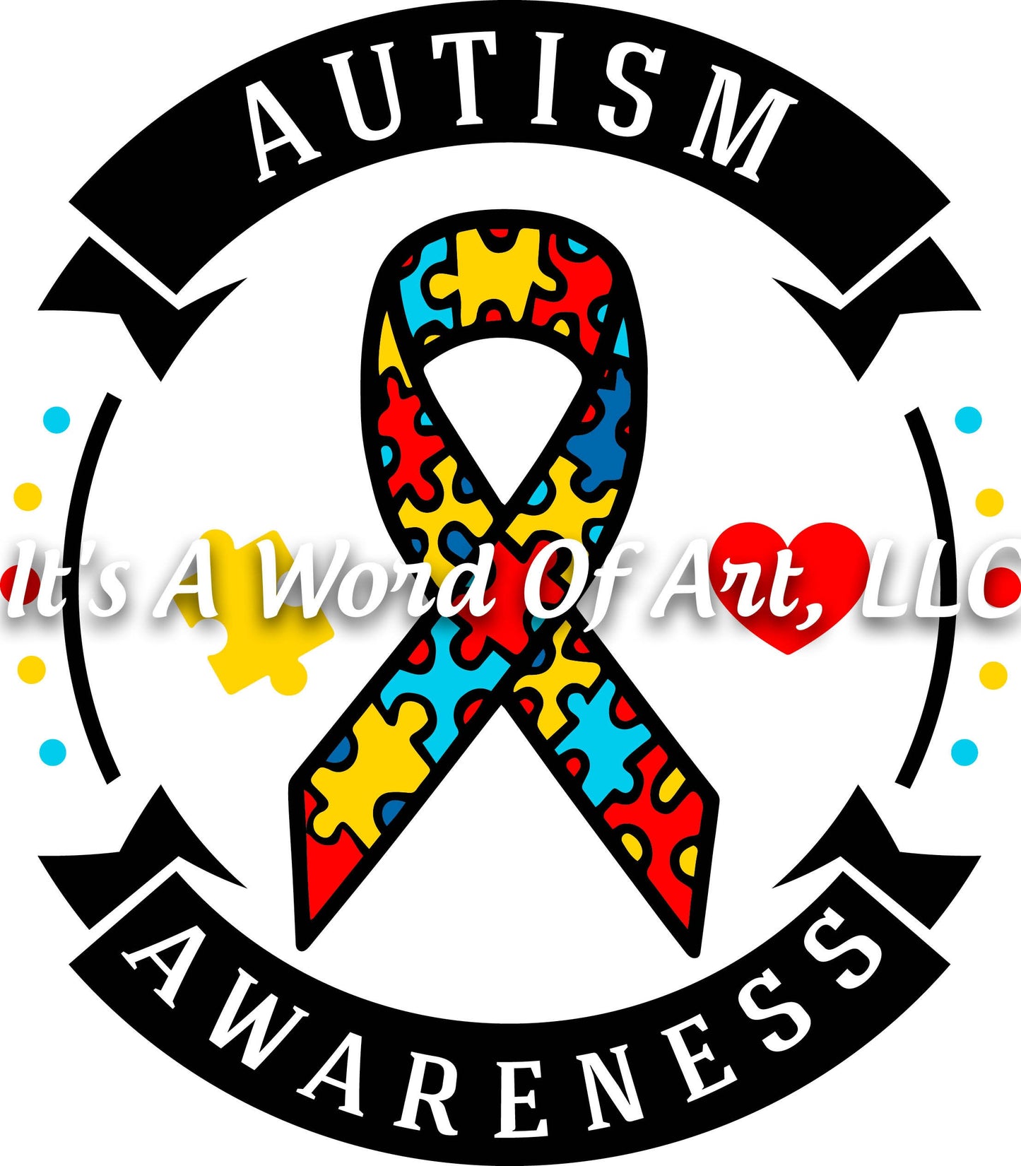 Autism 5 - Autism Awareness Puzzle Piece Ribbon Autism Awareness - Sublimation Transfer Set/Ready To Press Sublimation Transfer