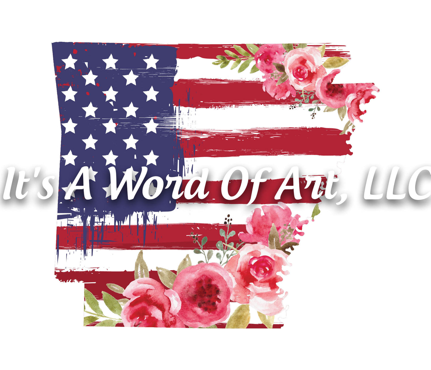 Americana Flowers 13 - Arkansas AR State Americana Flowers Rustic Outline - Sublimation Transfer Set/Ready To Press Sublimation Transfer