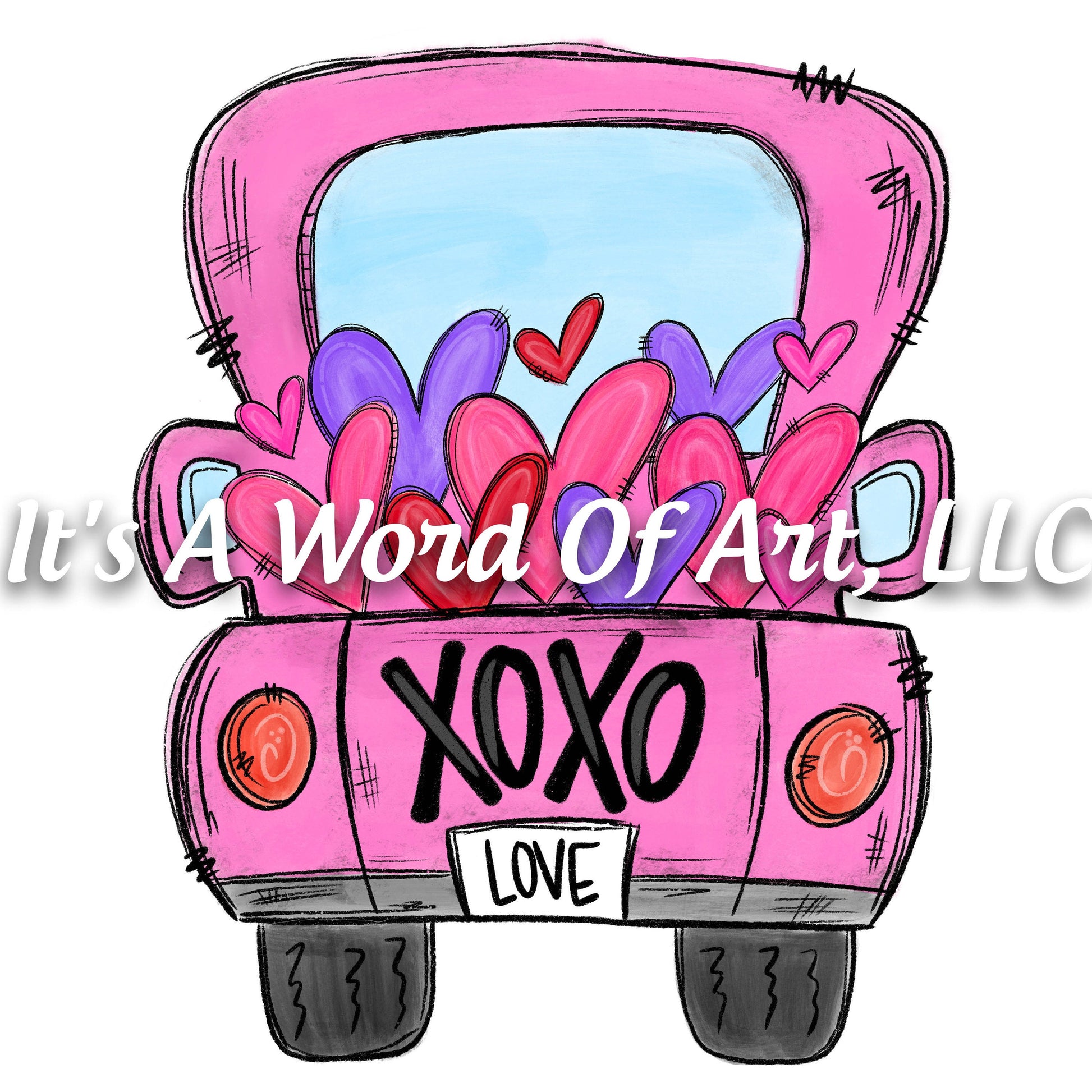 Valentines Day 34 - XOXO Truck Big Pink Truck Love - Sublimation Transfer Set/Ready To Press Sublimation Transfer/Sublimation Transfer