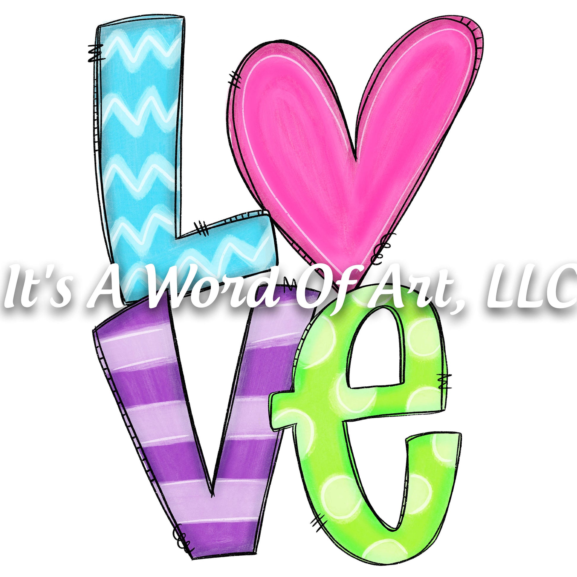 Valentines Day 102 - LOVE Heart Stripes Doodle Letters - Sublimation Transfer Set/Ready To Press Sublimation Transfer/Sublimation Transfer
