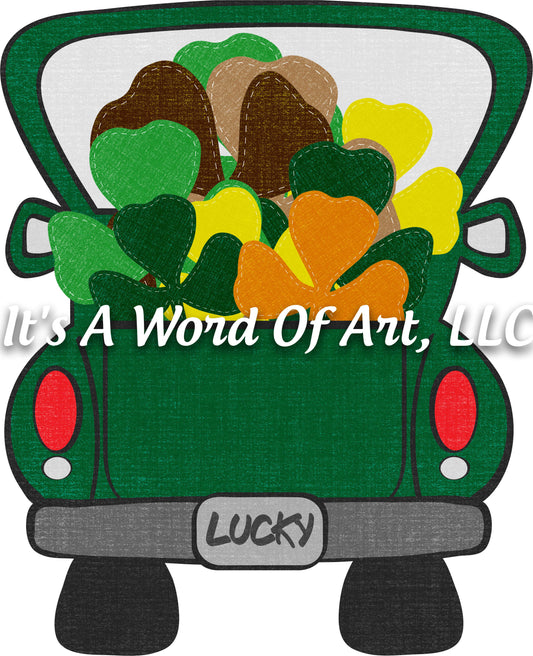 St. Patricks Day 5 - Big Green Truck St. Patricks Day Truck Lucky - Sublimation Transfer Set/Ready To Press Sublimation Transfer