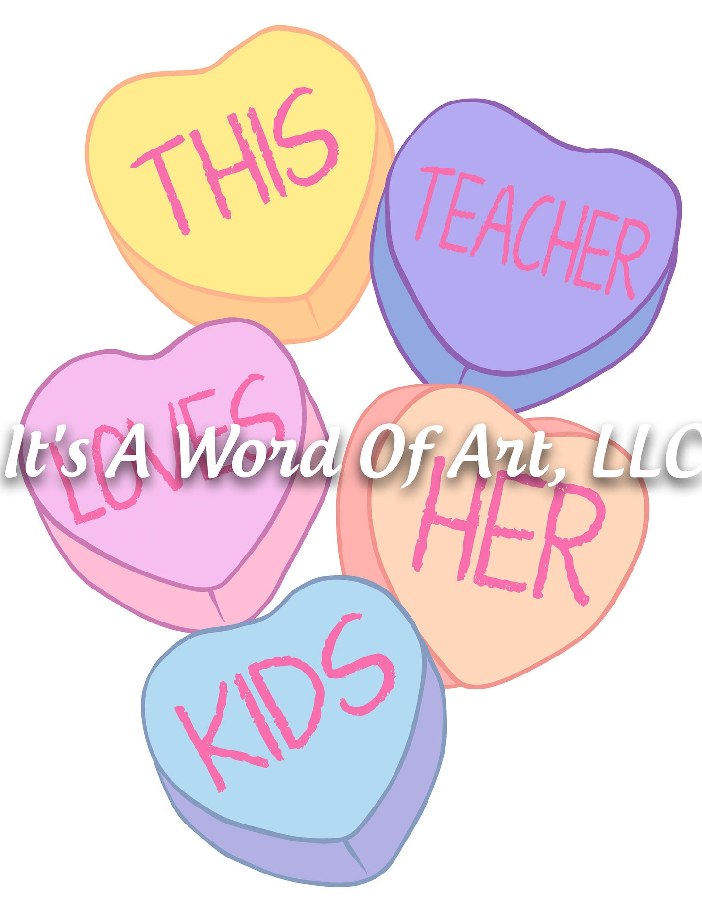 Valentines Day 140 - This Teacher Lovers Her Kids Teacher Valentines Day - Sublimation Transfer Set/Ready To Press Sublimation Transfer