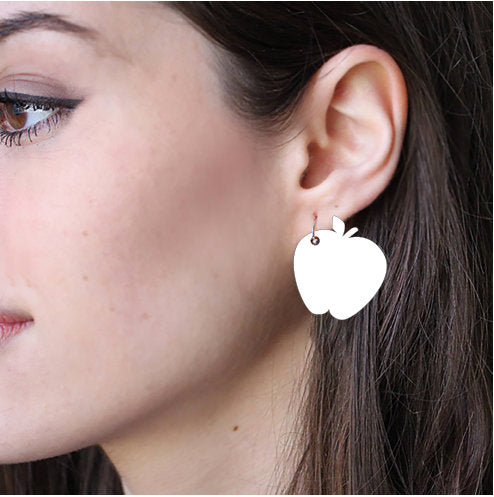 Sublimation Earring Blank Acrylic - Apple Shape - Sublimatable Acrylic White Earrings - No Hardware Included - Ready to Press
