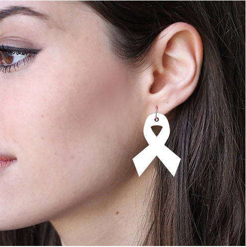 Sublimation Earring Blank Acrylic - Awareness Ribbon Shape - Sublimatable Acrylic White Earrings - No Hardware Included - Ready to Press