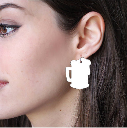 Sublimation Earring Blank Acrylic - Beer Mug Shape - Sublimatable Acrylic White Earrings - No Hardware Included - Ready to Press