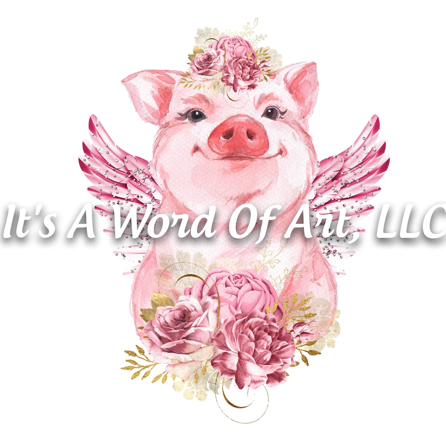 Animals 23 - Unicorn Flying Pig with Flowers Funny Cute T-Shirt - Sublimation Transfer Set/Ready To Press Sublimation Transfer