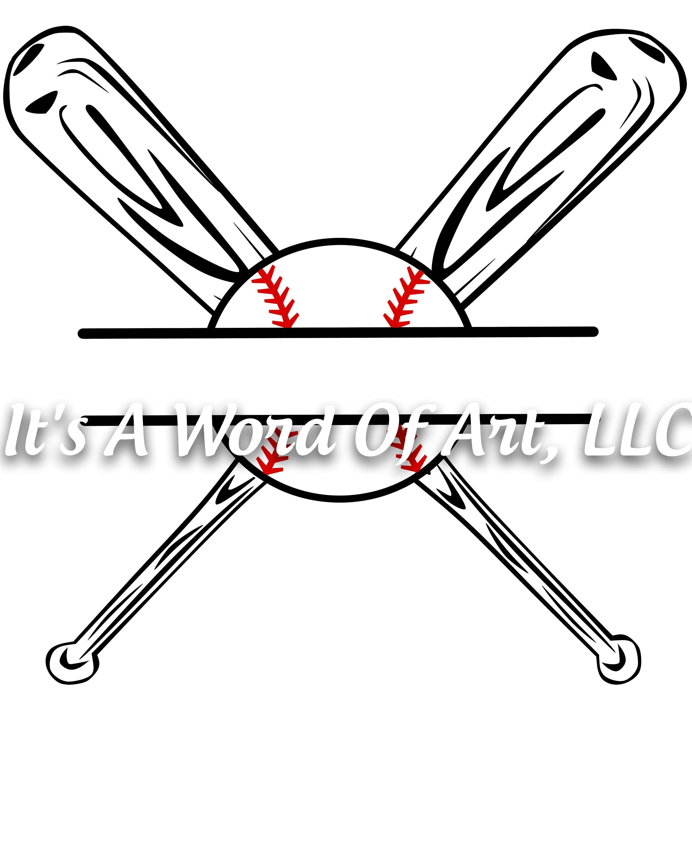 Baseball 9 - Crossed Bats Monogram - Sublimation Transfer Set/Ready To ...