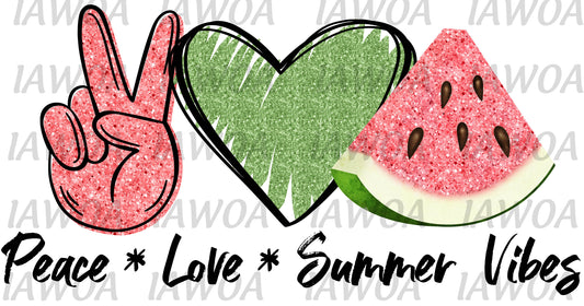 Summer 13 - Peace Love Summer Vibes Watermelon - Sublimation Transfer Set/Ready To Press Sublimation Transfer/Sublimation Transfer