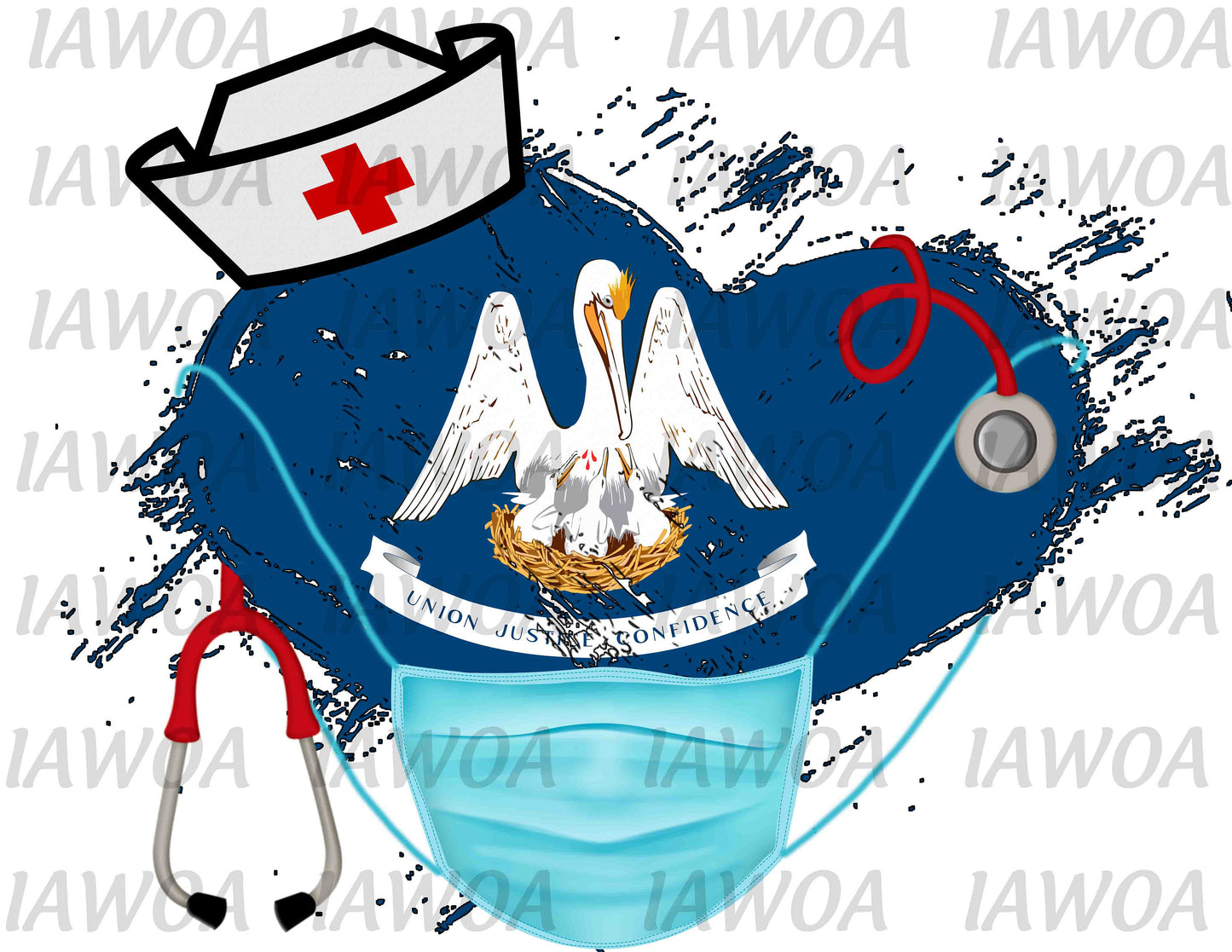 Nurse State Mask 19 - Louisiana Nurses Emergency Frontline Workers  - Sublimation Transfer Set/Ready To Press Sublimation Transfer