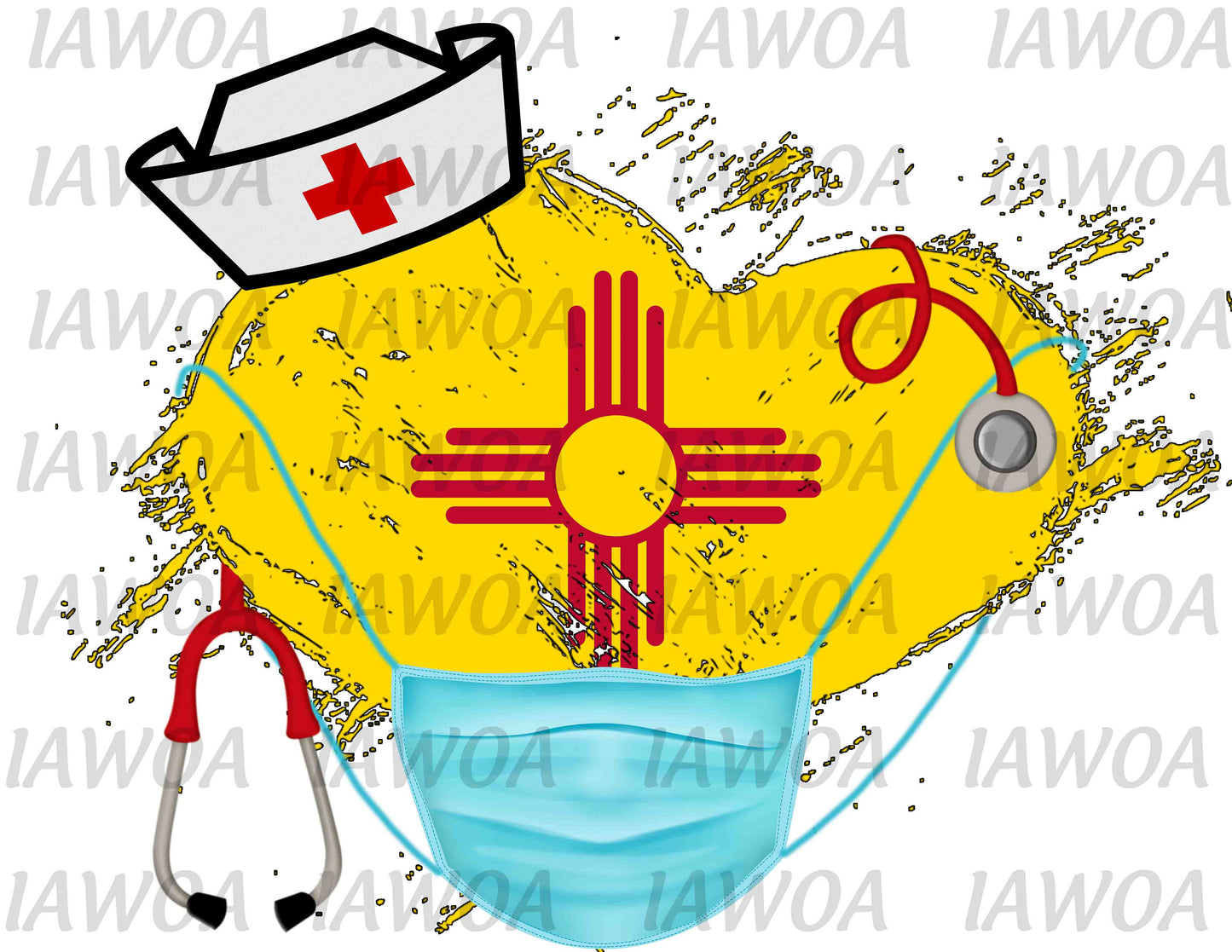Nurse State Mask 32 - New Mexico Nurses Emergency Frontline Workers  - Sublimation Transfer Set/Ready To Press Sublimation Transfer