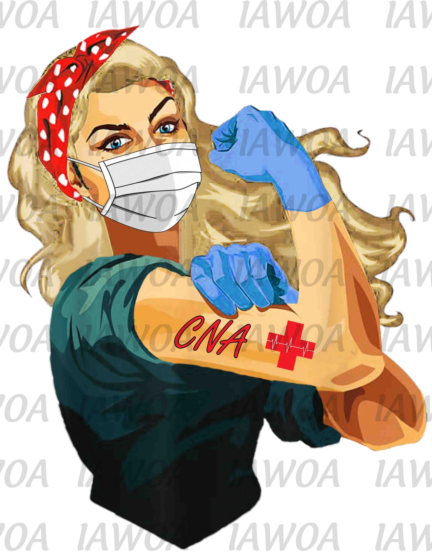 Rosie Riveter 30 - CNA Blonde Hair - Sublimation Transfer Set/Ready To Press Sublimation Transfer