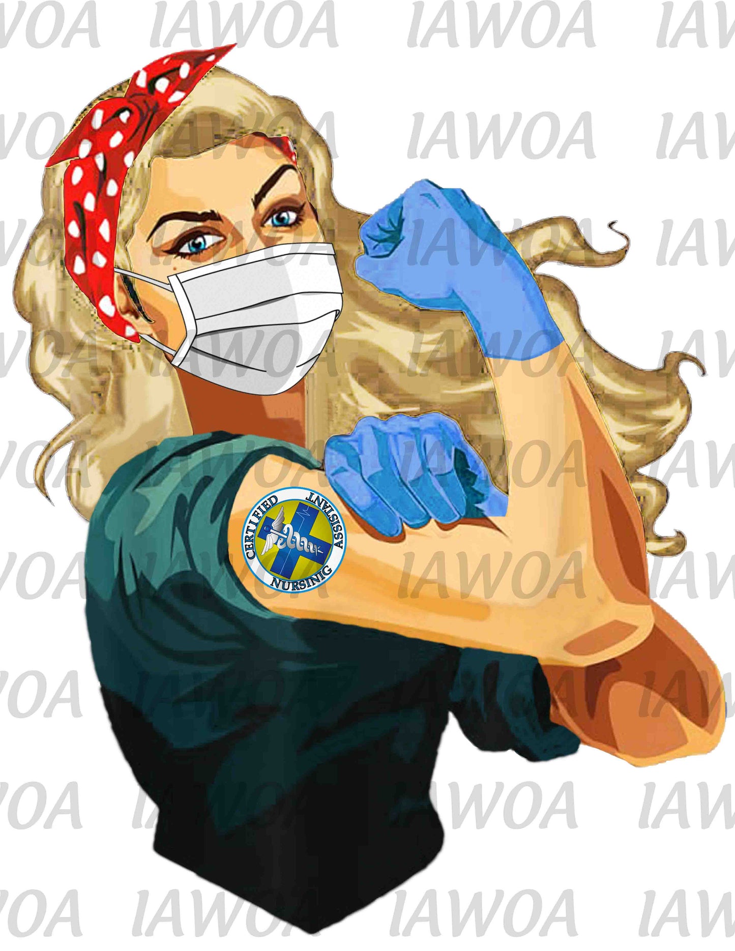 Rosie Riveter 33 - Certified Nursing Assistant Blonde Hair - Sublimation Transfer Set/Ready To Press Sublimation Transfer