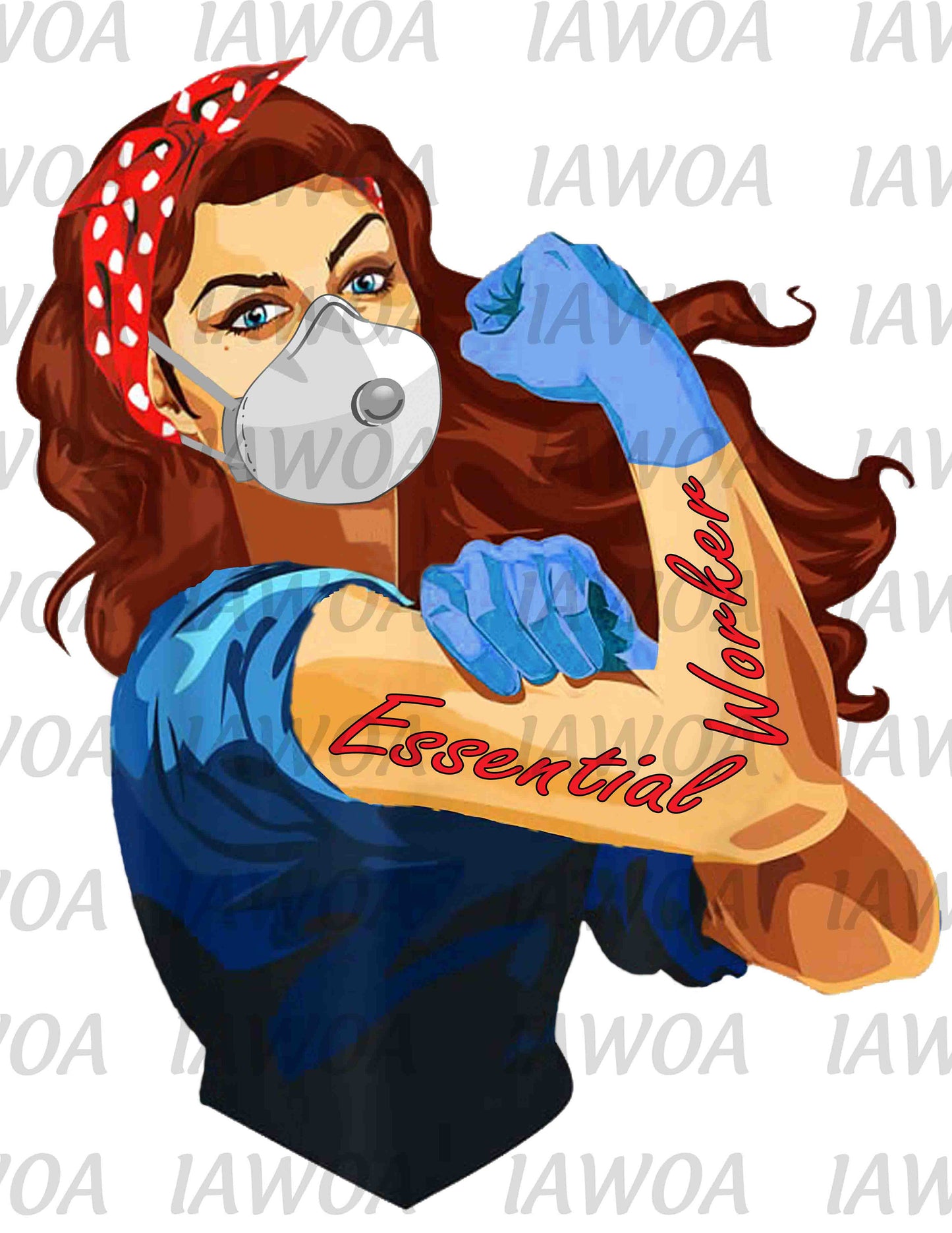Rosie Riveter 68 - Essential Worker Emergency Frontline Workers - Sublimation Transfer Set/Ready To Press Sublimation Transfer