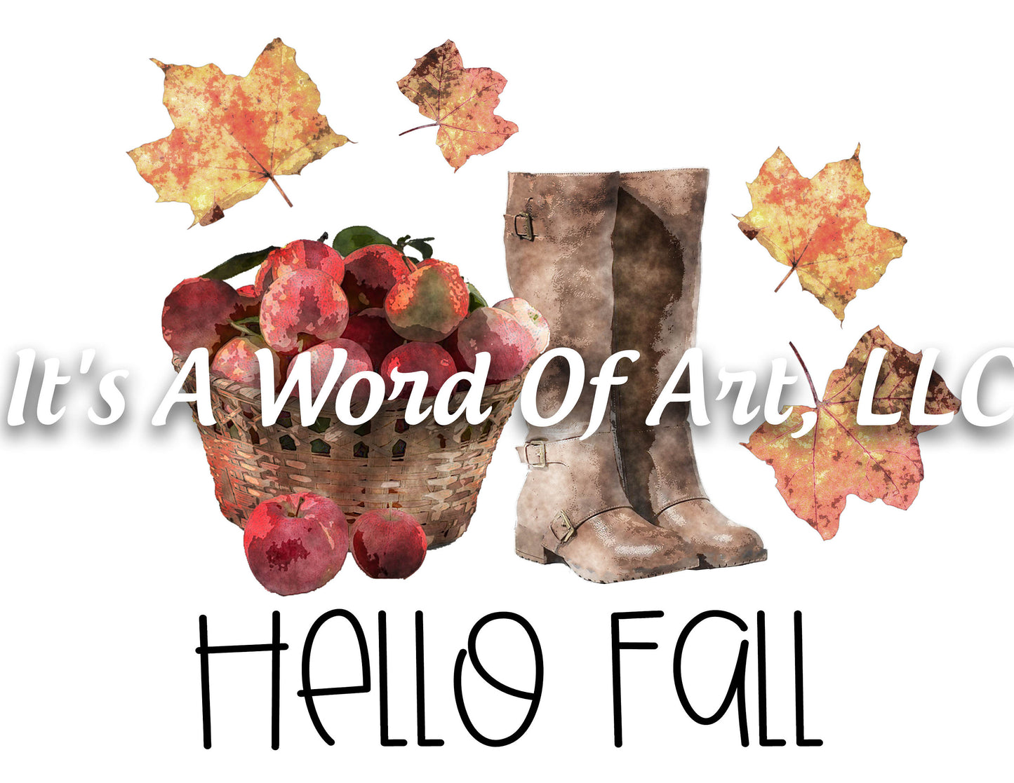Fall 33 - Hello Fall Apples Jacket Boots Leaves Autumn - Sublimation Transfer Set/Ready To Press Sublimation Transfer Sub Transfer