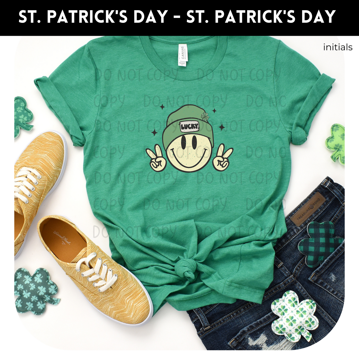 Lucky Smiley Face Adult Shirt- St. Patrick 150
