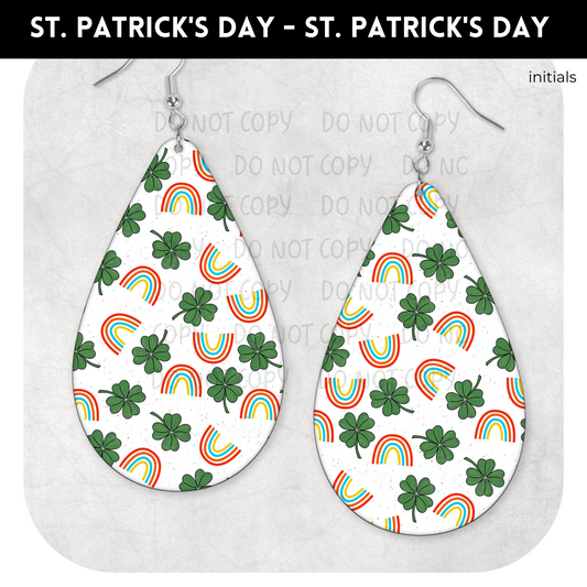 Shamrock Tear Drop Earrings TRANSFERS AND BLANKS- St. Patricks 66
